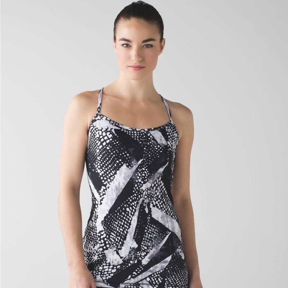 Lululemon black/white/gray Power Y Tank